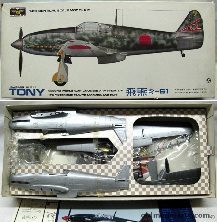 KSN Midori 1/28 Kawasaki Ki-61-1 Tony - Motor Drives Prop and Wheels and Wing Navigation Lights Flash, 1200-027 plastic model kit